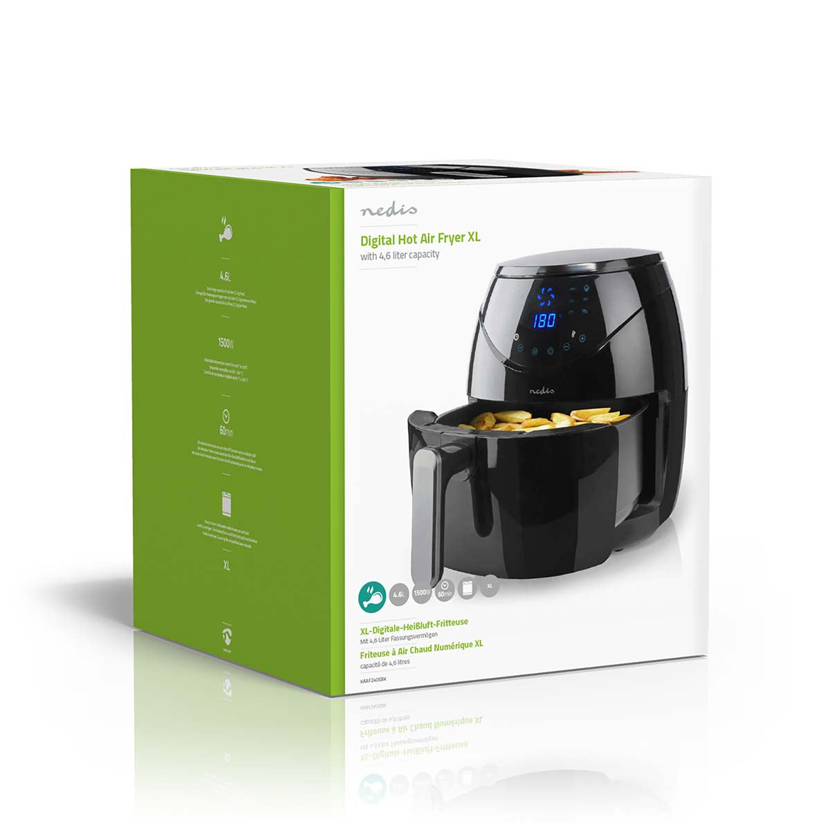 Fritadeira a ar quente XL |4,6 L| 80 a 200º |Digital | Preto