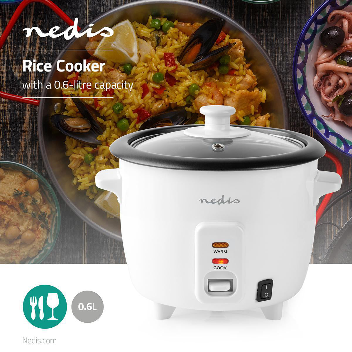 Panela De Arroz KARC06WT | 0,6 l | 300 W | Revestimento antiaderente | Recipiente removível | Desliga automáticamente