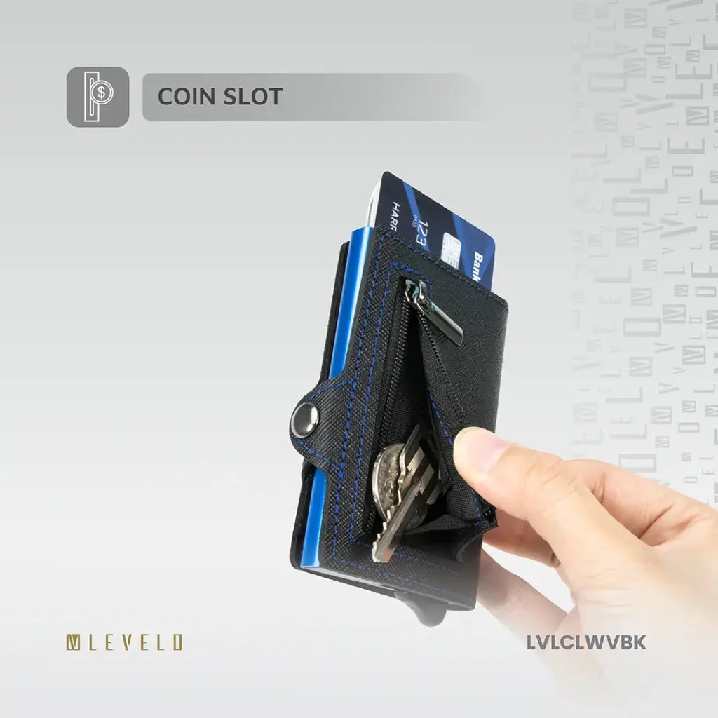 Carteira de Couro Genuíno Levelo Cache - Preto