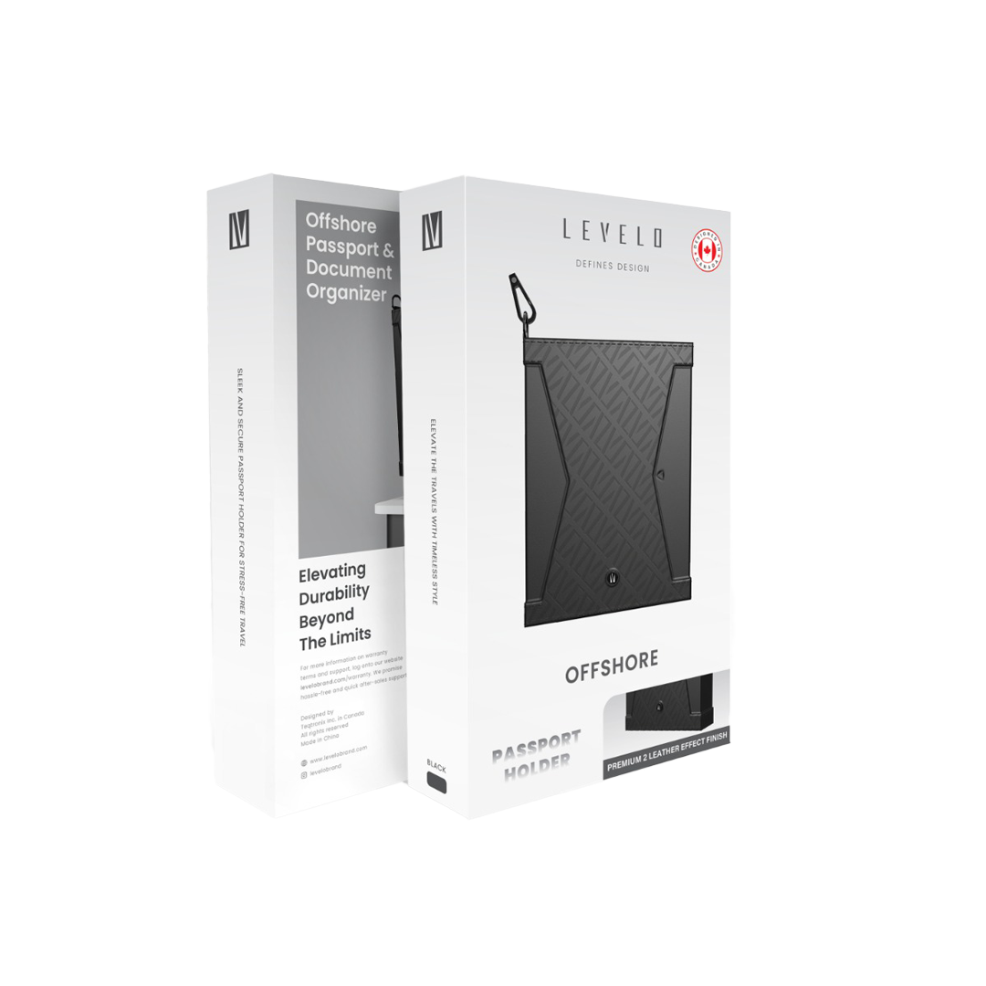 Levelo Offshore Porta-Passaporte em Pele – Preto