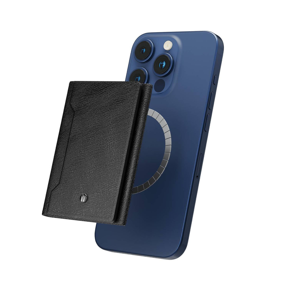 CARTEIRA PORTA-CARTÕES MAGSAFE 8 EM 1 LEVELO MITTE, DESIGN DOBRÁVEL, ÍMÃS FORTES, COURO SAFFIANO, MATERIAL PREMIUM - PRETO