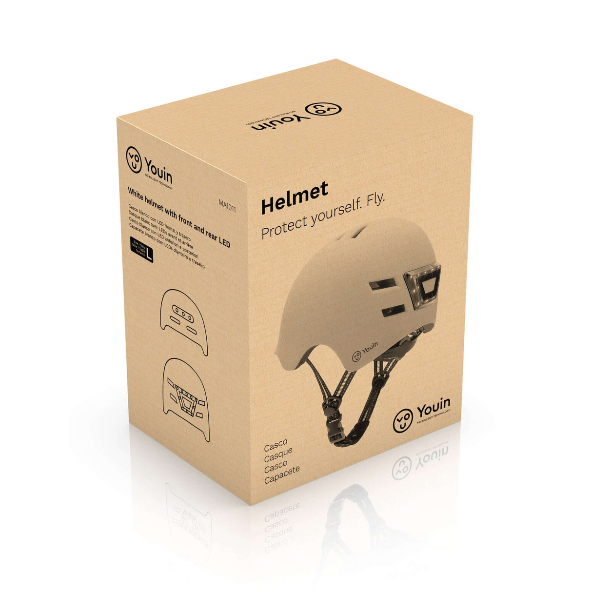 Capacete led frontal e traseiro branco - tamanho M