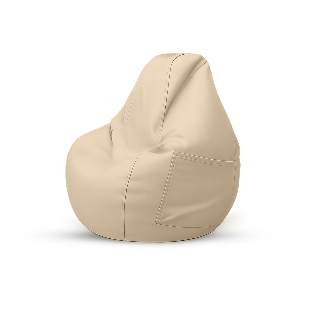 Puff Pêra Pele Sintética - Bege