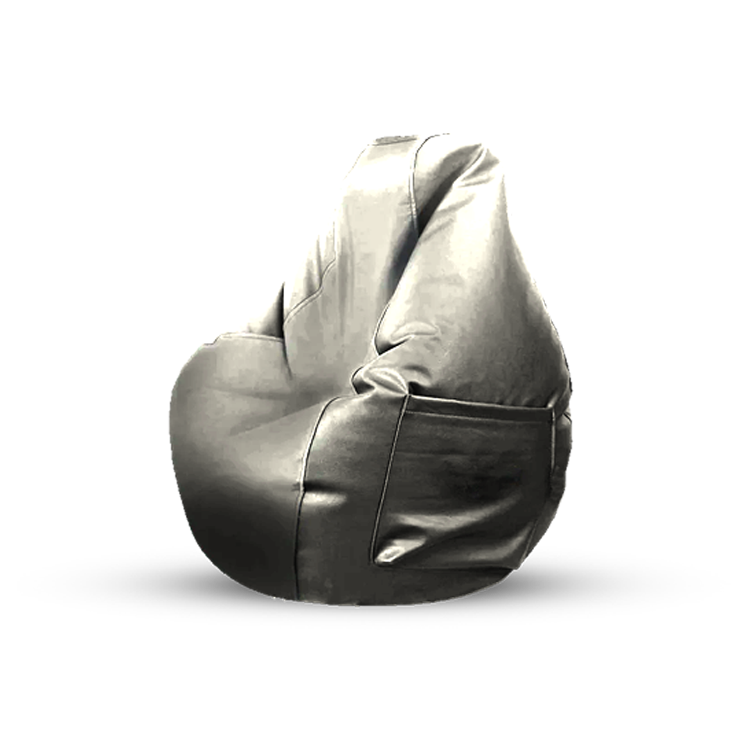 Puff Pêra Pele Sintética - Cinza