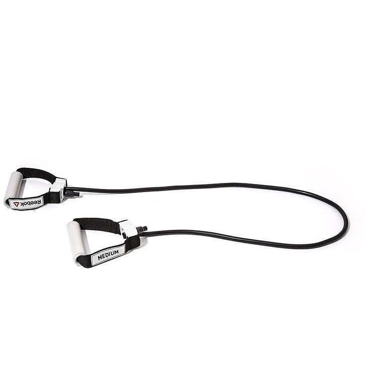 TUBO DE RESISTÊNCIA AJUSTÁVEL REEBOK FITNESS - BANDAS DE RESISTÊNCIA REEBOK COM ALÇAS - BANDAS DE EXERCÍCIO DE CONFORTO PARA TREINO - BANDAS DE TREINO DE FITNESS PARA HOMENS E MULHERES MEDIUM