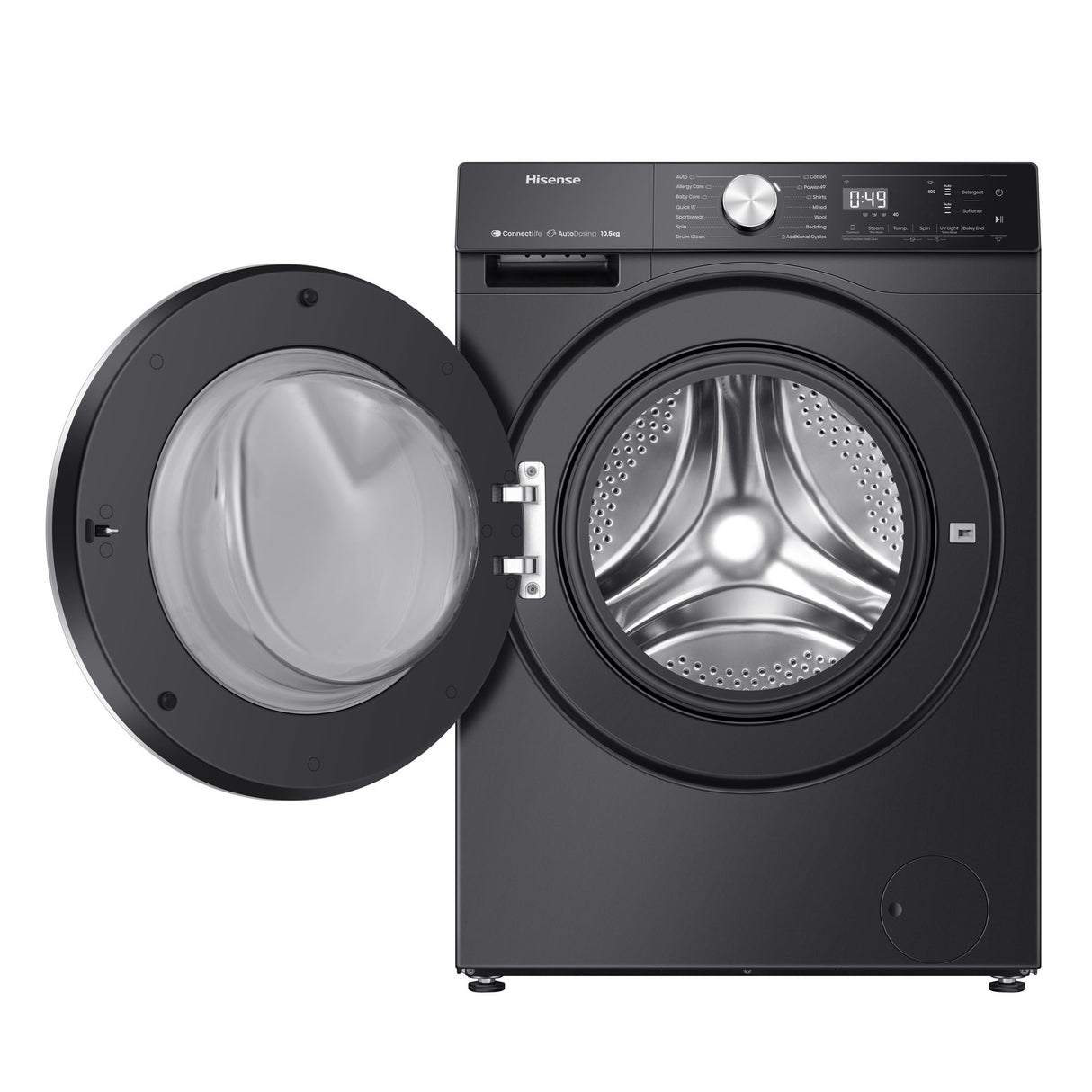 Máquina de Lavar Roupa Automática Hisense WF5S1245BB | Carregador frontal preto premium 5S Series 12kg