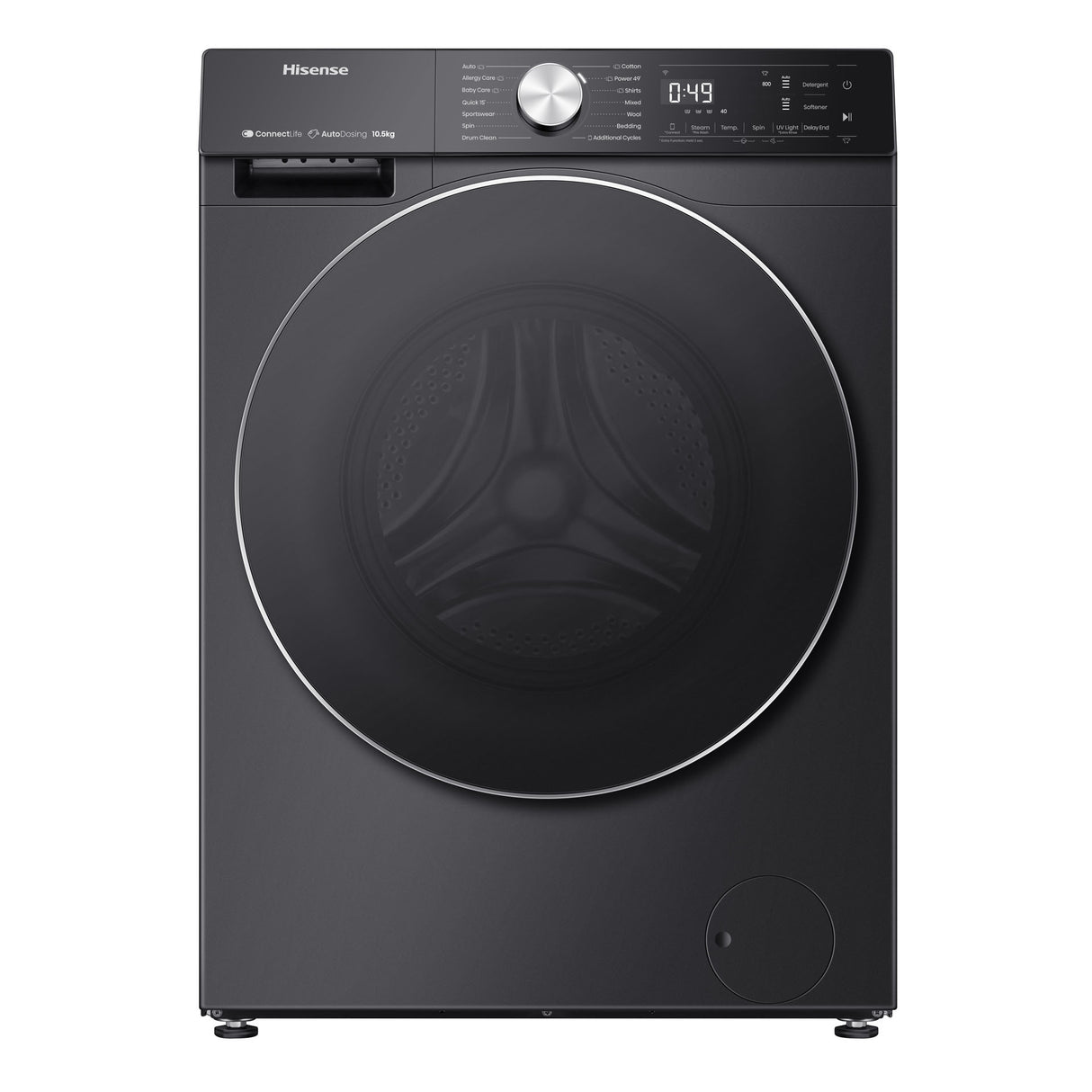 Máquina de Lavar Roupa Automática Hisense WF5S1245BB | Carregador frontal preto premium 5S Series 12kg