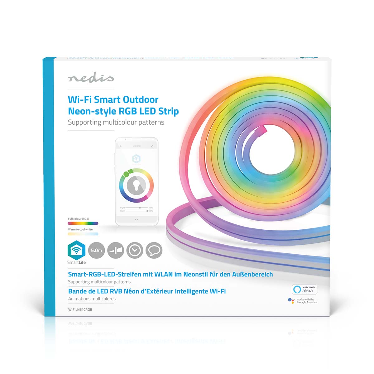 FITA LED NÉON 5M NEDIS SMARTLIFE RGB – ILUMINAÇÃO COLORIDA E CONTROLE VIA WIFI PARA AMBIENTES MODERNOS