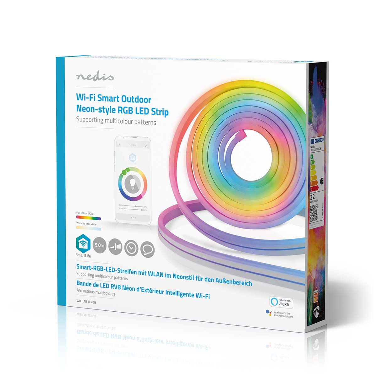 FITA LED NÉON 5M NEDIS SMARTLIFE RGB – ILUMINAÇÃO COLORIDA E CONTROLE VIA WIFI PARA AMBIENTES MODERNOS