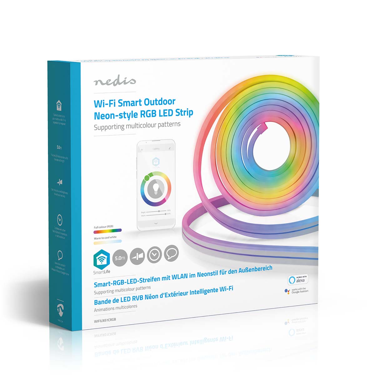 FITA LED NÉON 5M NEDIS SMARTLIFE RGB – ILUMINAÇÃO COLORIDA E CONTROLE VIA WIFI PARA AMBIENTES MODERNOS