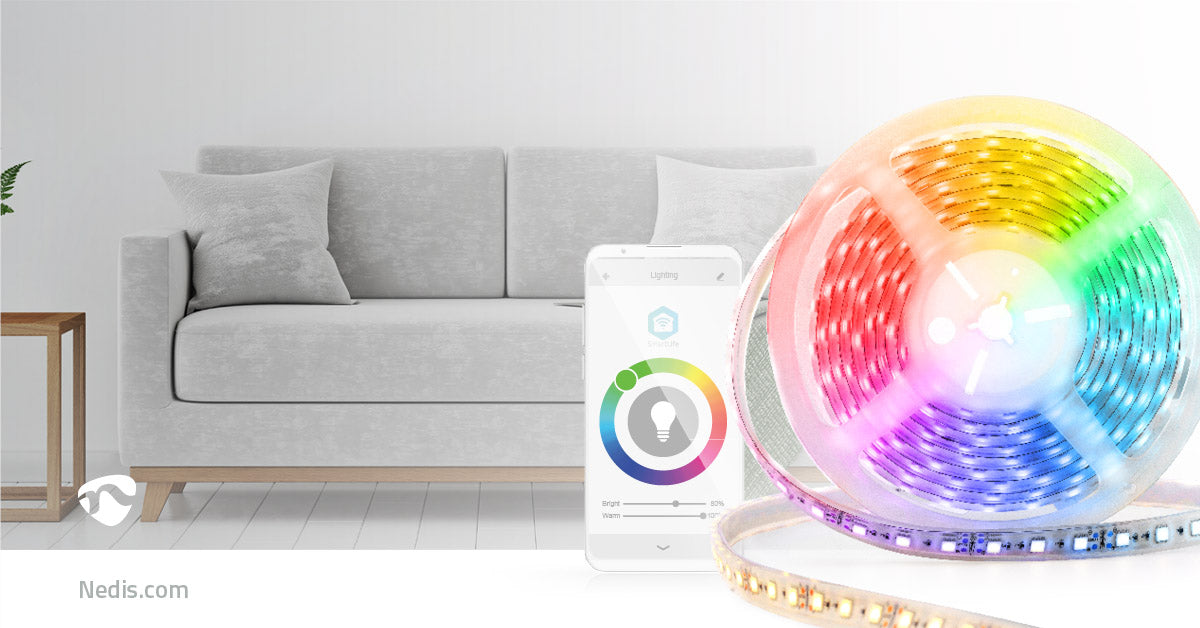 FITA LED WIFI NEDIS SMARTLIFE – ILUMINAÇÃO RGB CONTROLE REMOTO VIA WIFI PARA QUALQUER AMBIENTE