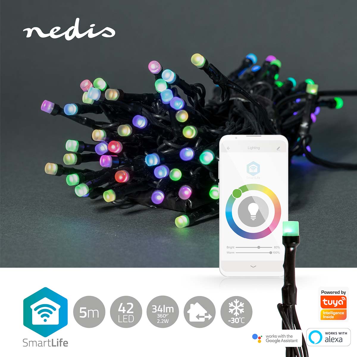 Luzes Decorativas Nedis WI-FI RGB 42 Leds 5m