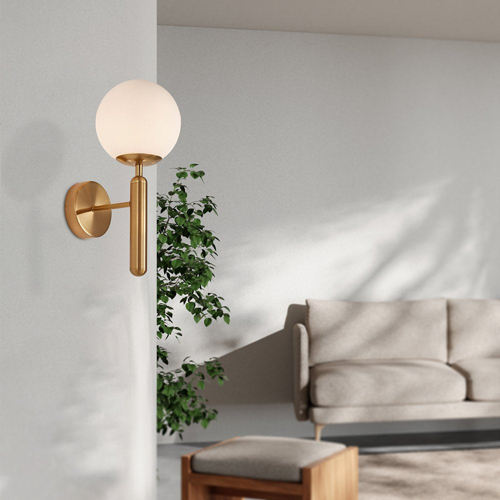 Candeeiro de parede moderno 1 lâmpada G9 BRY-S006W-1H-1xG9-OPL-GLD-WALL LIGHT Luminária de Parede Braytron BRY-S006W-1H 1xG9 OPL GLD WALL LIGHT