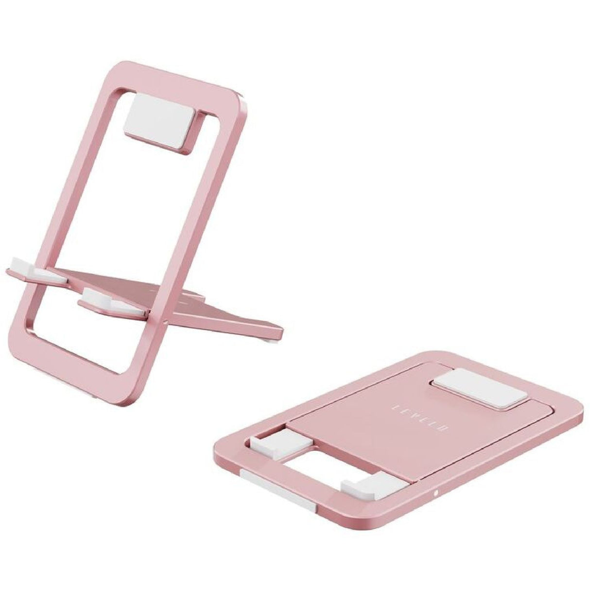 Suporte de Telefone Dobrável de Alumínio e Silicone Levelo Airlift, Design Fino e Leve, Material Forte e Durável - Rosa