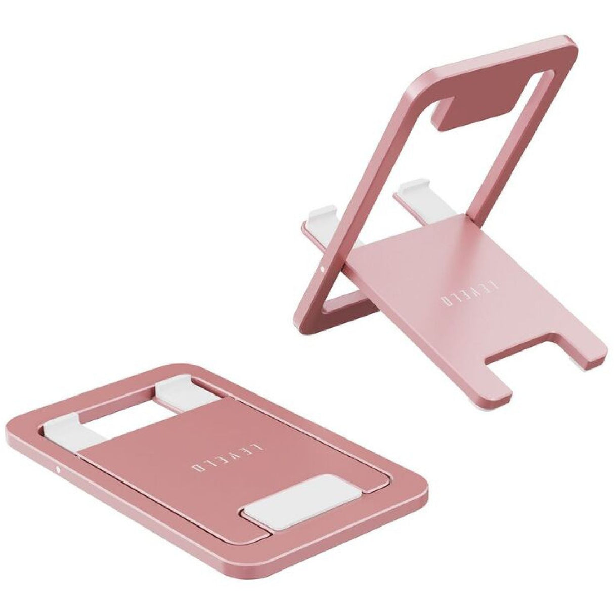 Suporte de Telefone Dobrável de Alumínio e Silicone Levelo Airlift, Design Fino e Leve, Material Forte e Durável - Rosa