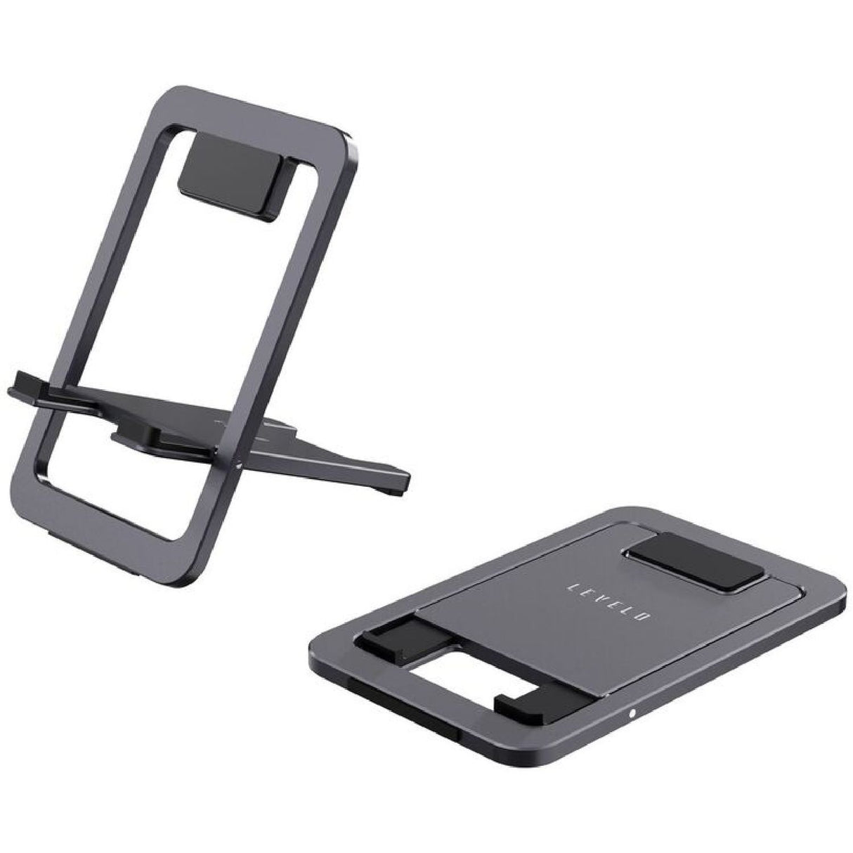 Suporte de Telefone Dobrável de Alumínio e Silicone Levelo Airlift, Design Fino e Leve, Material Forte e Durável - Cinza