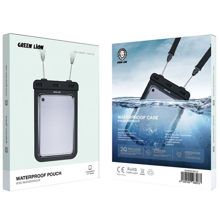 Green Lion Bolsa Impermeável para Tablet 8.3" – Transparente