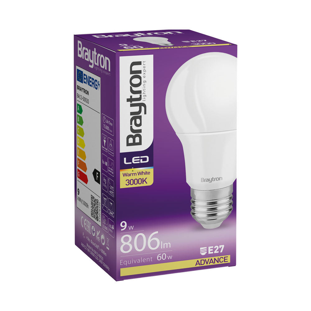 Lâmpada LED Bulbo 9W E27 3000K Braytron