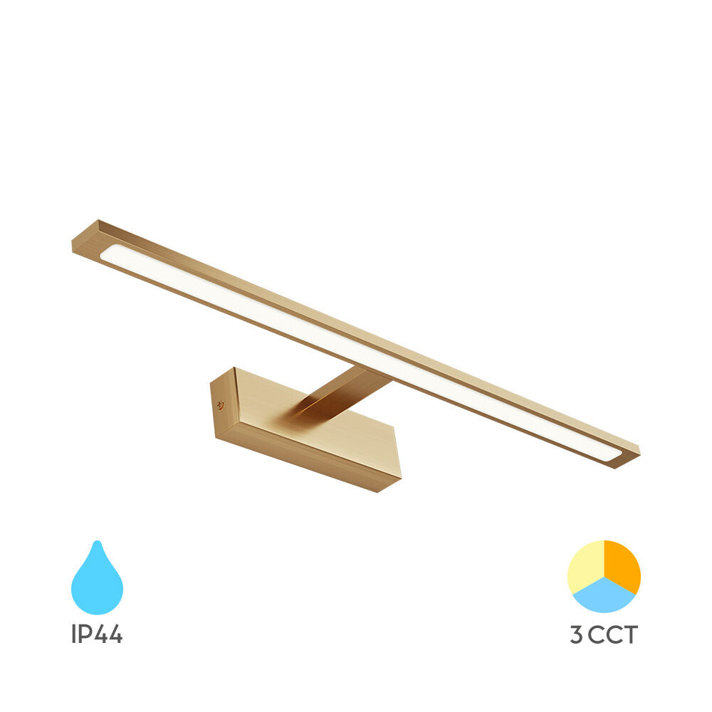 Luminária Braytron Aria 600 12W 3IN1 Dourada IP44 para Espelho | Iluminação Regulável