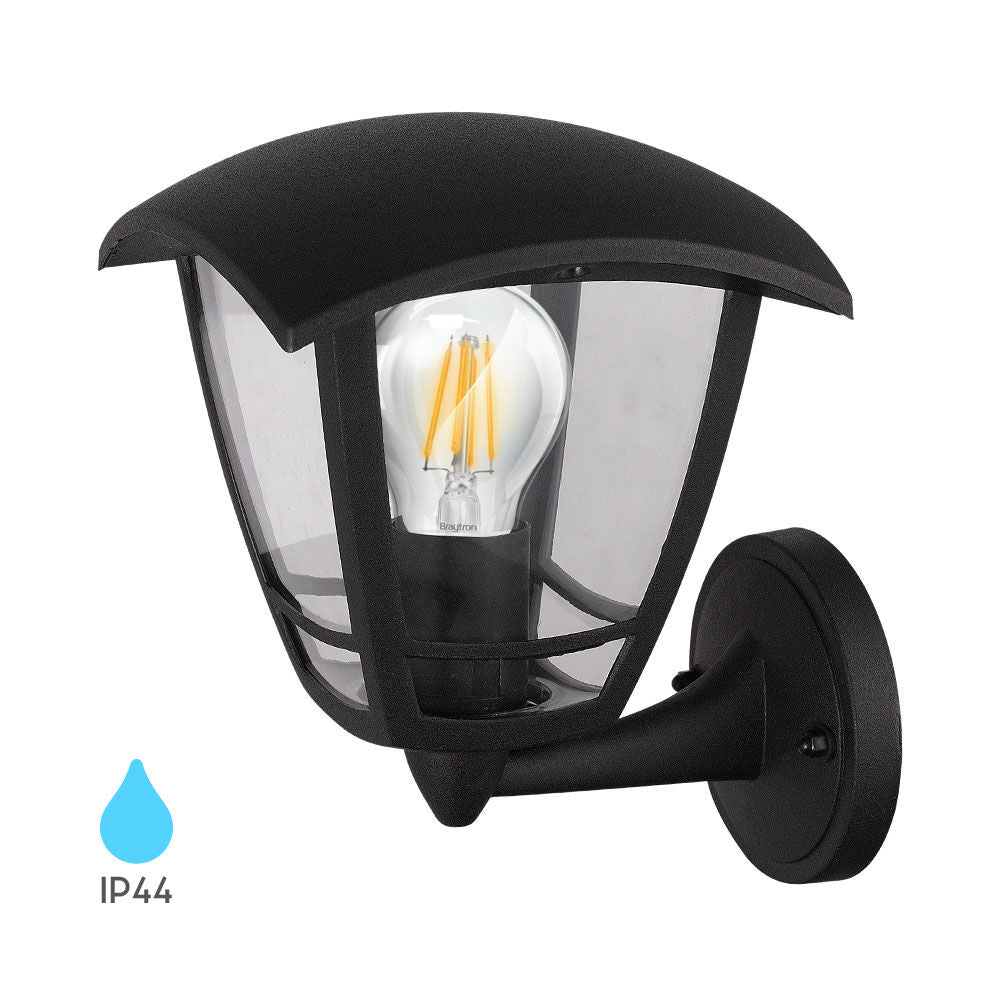 Luminária de Parede Braytron Berlin Preta 1xE27 IP44 | Iluminação Externa