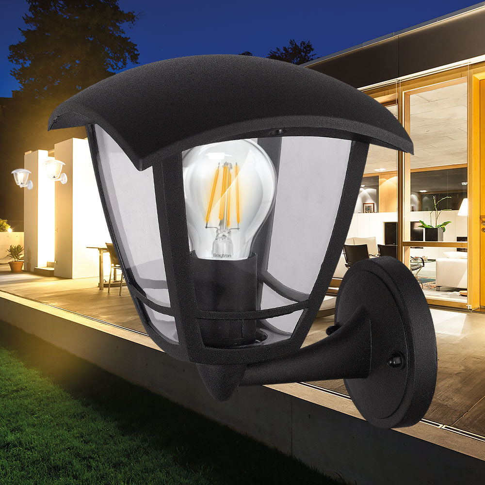 Luminária de Parede Braytron Berlin Preta 1xE27 IP44 | Iluminação Externa