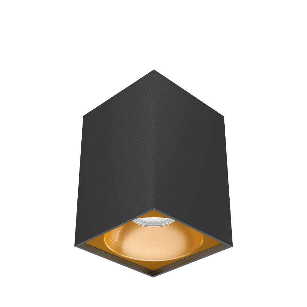 Spot LED Braytron Beta 8012 Quadrado Preto com Acabamento Dourado GU10 | Iluminação Direcionada