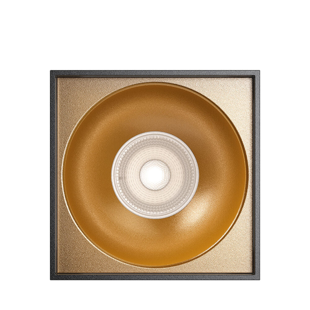 Spot LED Braytron Beta 8012 Quadrado Preto com Acabamento Dourado GU10 | Iluminação Direcionada