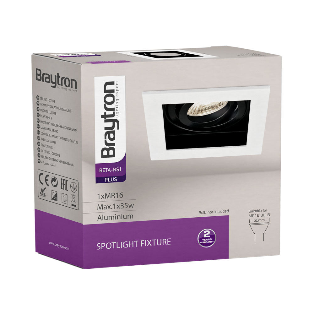 Spot LED Braytron Beta Quadrado 1D Branco | Iluminação Direcionada