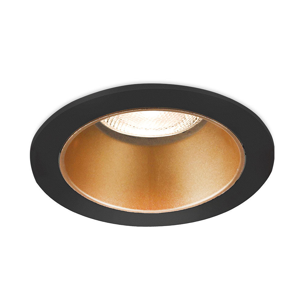 Spot LED Braytron Beta Redondo Preto com Acabamento Dourado | Iluminação Direcionada