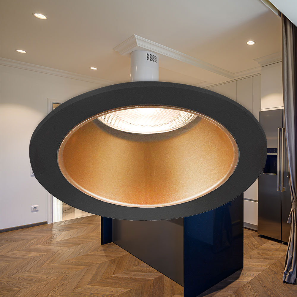 Spot LED Braytron Beta Redondo Preto com Acabamento Dourado | Iluminação Direcionada