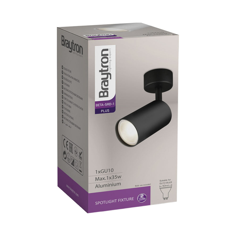 Spot LED Braytron Beta SRD 1 Preto GU10 | Iluminação Direcionada