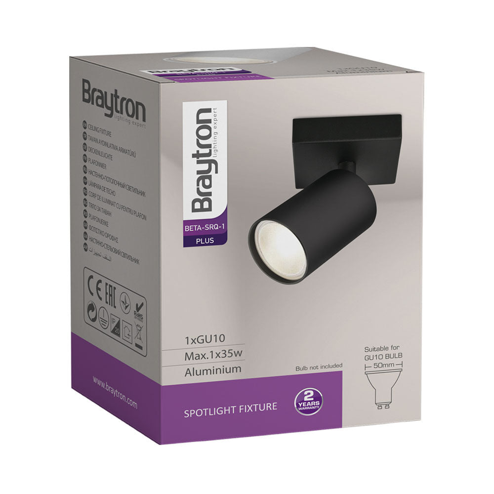 Spot LED Braytron Beta SRQ 1 Preto GU10 | Iluminação Direcionada