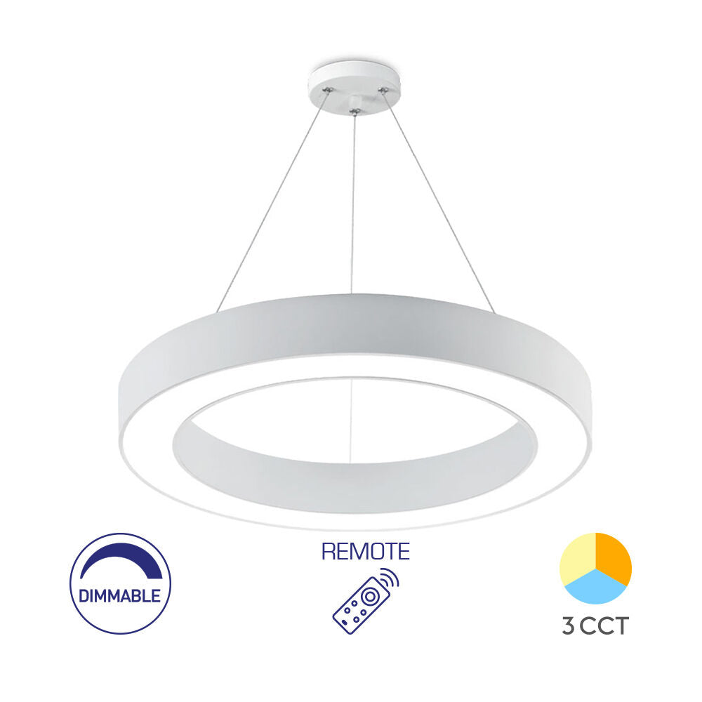 Luminária de Teto Braytron Blade Pendente Redonda 45W Branca com Controle Remoto | Iluminação Regulável