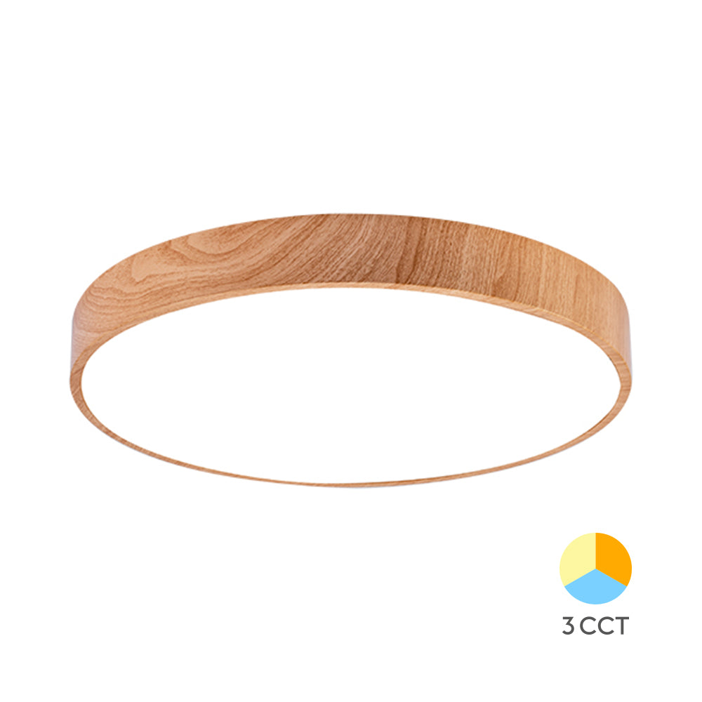 Luminária de Teto Braytron Blade Redonda 36W 3IN1 Madeira | Iluminação Regulável