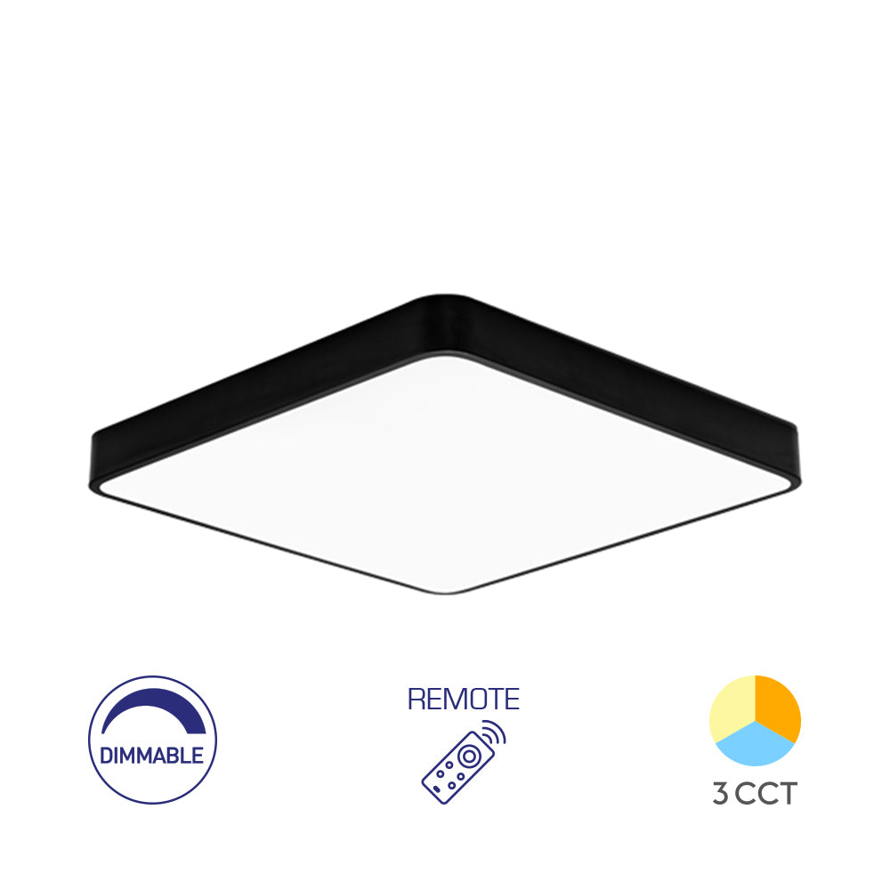 Luminária de Teto Braytron Blade Quadrada 45W Preta com Controle Remoto | Iluminação Regulável