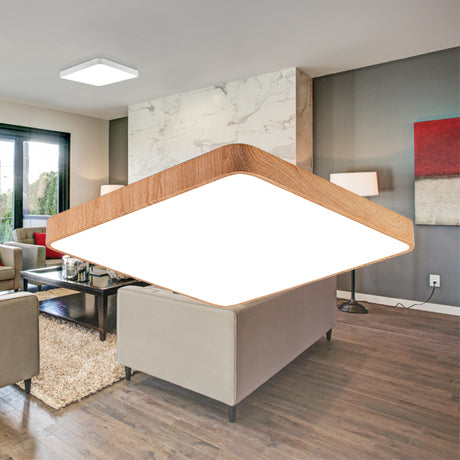 Luminária de Teto Braytron Blade Quadrada 36W 3IN1 Madeira | Iluminação Regulável