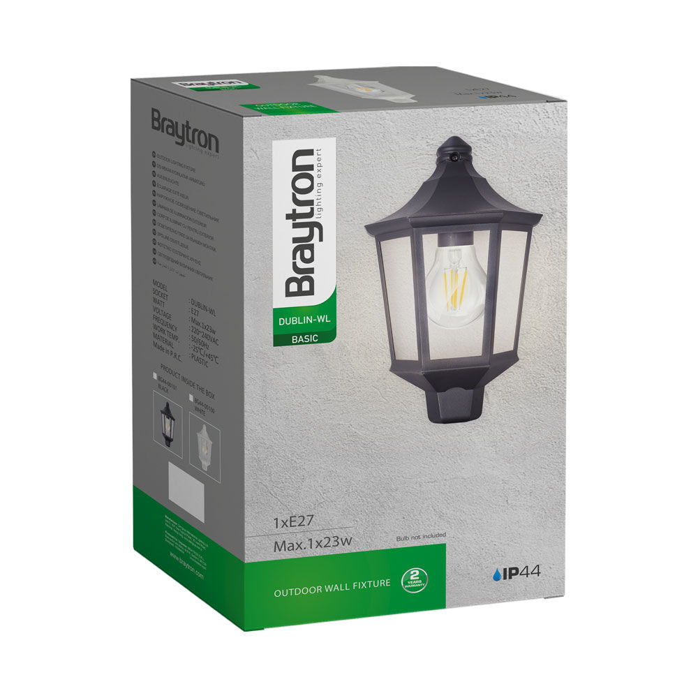Luminária de Parede Braytron Dublin Branca 1xE27 IP44 | Iluminação Externa