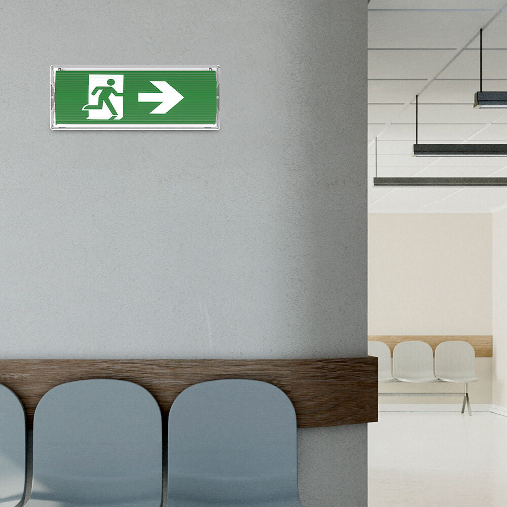 Luminária de Emergência LED 5W IP65 com Sinalização Inclusa Braytron – Saída de Emergência Bivolt