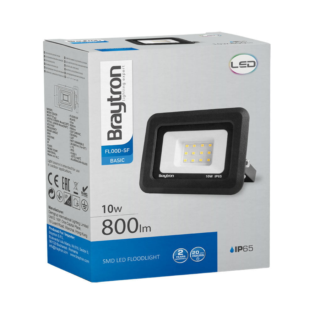 Projetor LED Braytron 10W 3000K | Iluminação Externa à Prova d'Água IP65