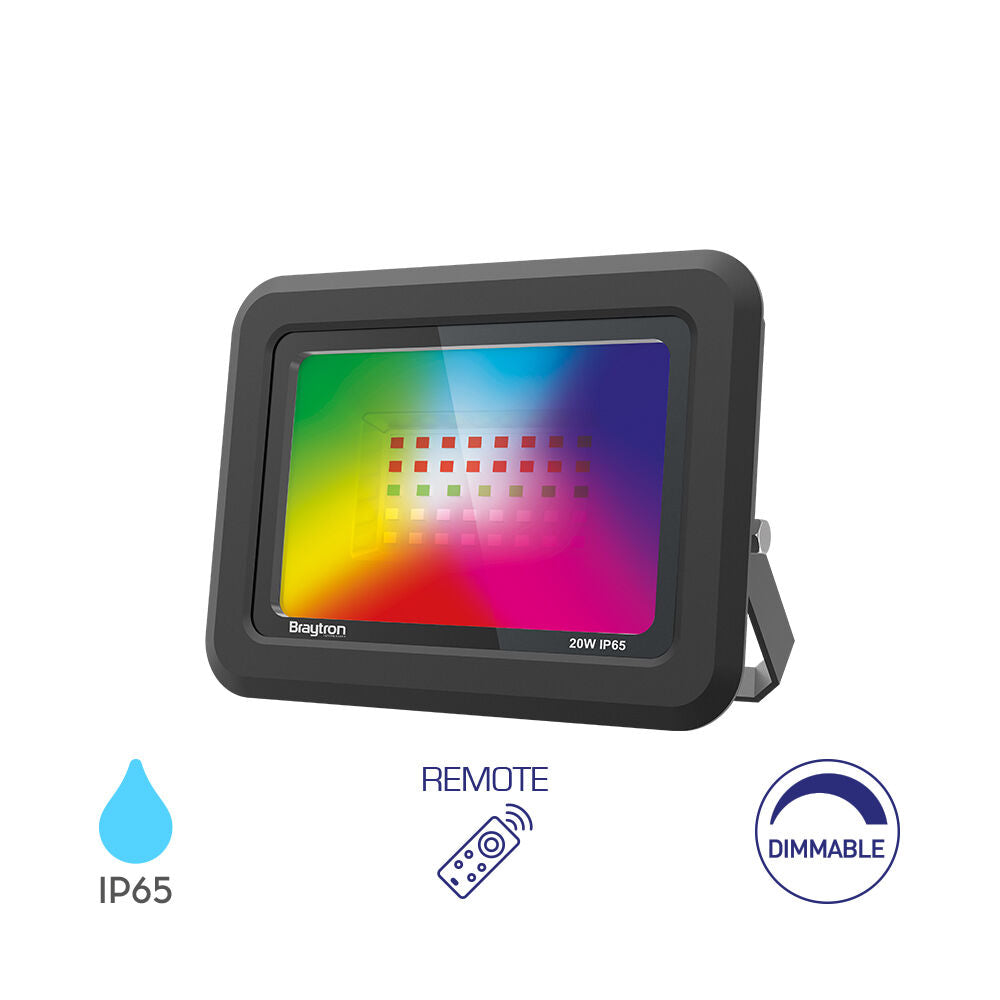 Projetor LED Braytron 20W RGB | Iluminação Externa Colorida à Prova d'Água IP65