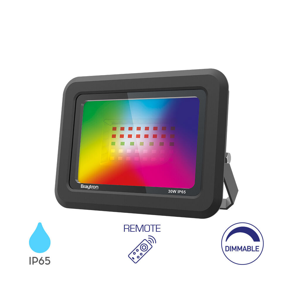 Projetor LED Braytron 30W RGB | Iluminação Externa Colorida à Prova d'Água IP65