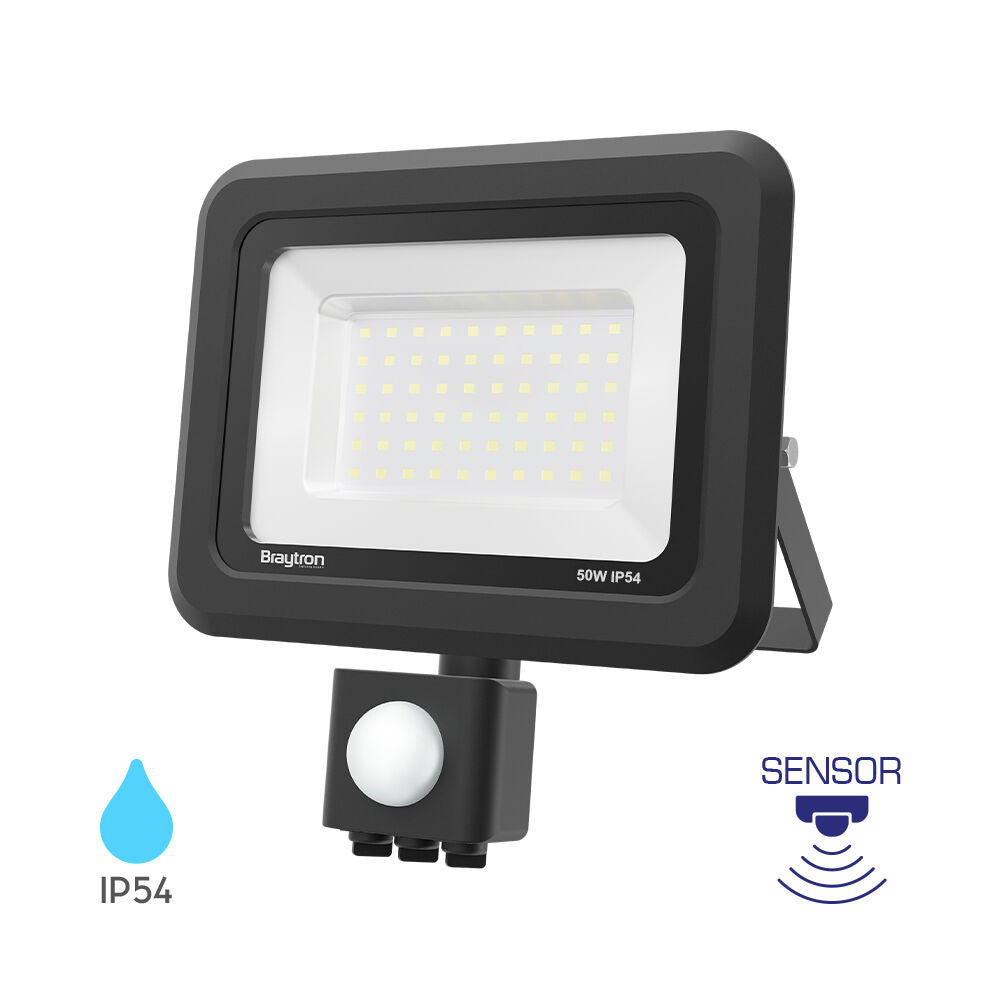 Projetor LED Braytron 50W 6500K | Iluminação Externa IP54 com Sensor