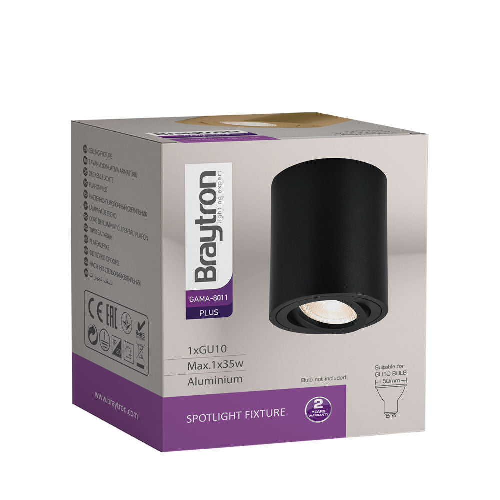 Spot LED Braytron Gama 8011 Redondo Preto GU10 | Iluminação Direcionada