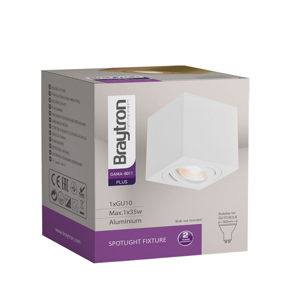 Spot LED Braytron Gama 8011 Quadrado Branco GU10 | Iluminação Direcionada