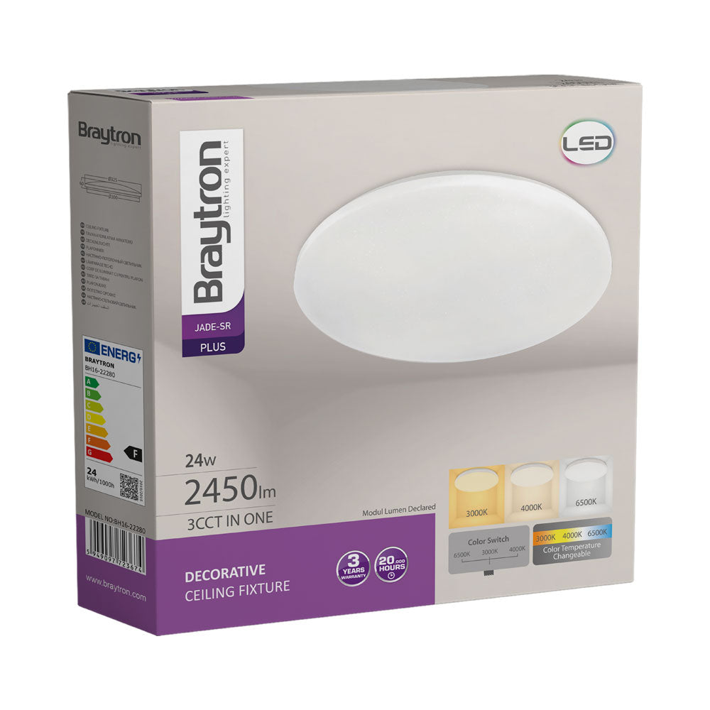 Luminária de Teto Braytron Jade Redonda 24W 3IN1 Diâmetro 325mm | Iluminação Regulável