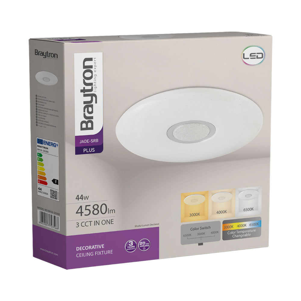 Luminária de Teto Braytron Jade Redonda 44W 3IN1 Diâmetro 510mm | Iluminação Regulável