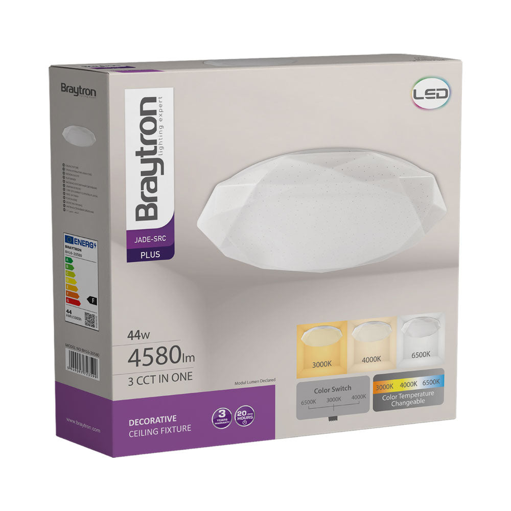 Luminária de Teto Braytron Jade Redonda 44W 3IN1 Diâmetro 490mm | Iluminação Regulável