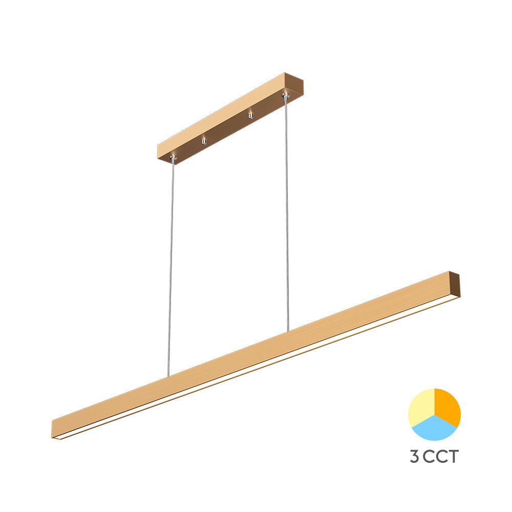 Luminária de Teto Braytron Lina Linear 30W Dourada 3IN1 | Iluminação Regulável