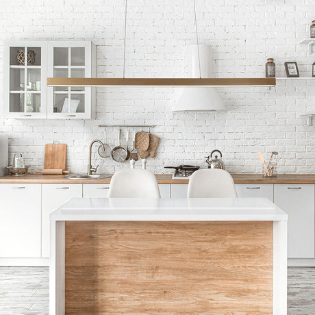 Luminária de Teto Braytron Lina Linear 30W Dourada 3IN1 | Iluminação Regulável