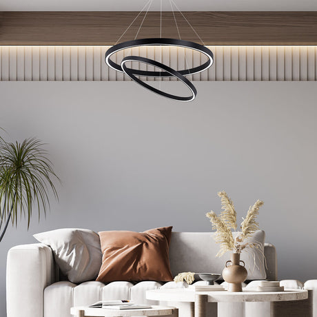 Luminária de Teto Braytron Lina Pendente Redonda 65W Preta 3IN1 | Iluminação Regulável